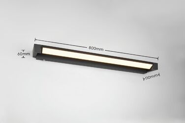 Стільний настінний LED-світильник для ванної кімнати Trio Leuchten Fabrizio 284779132, чорний матовий алюміній, 15.5 Вт, регульована колірна температура та диммер, ширина 80 см