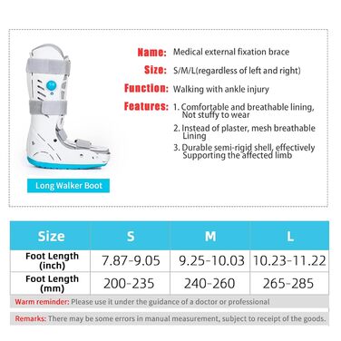 Медичні надувні черевики для ходьби, високі черевики для ходьби, черевики для переломів, повітряні ходунки, ортез для розтягнень щиколоток, відновлення після болю в стопі, стресових переломів, переломів стопи, ахіллового тендиніту (M)