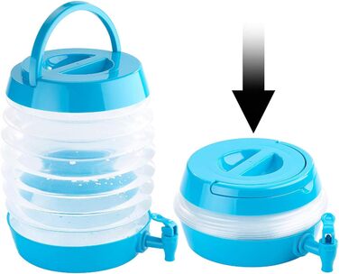 Контейнер для води PEARL складна бочка, кран, підставка, 7,5 літрів, синій/прозорий (каністра диспенсера для води, складна каністра для питної води, лід)