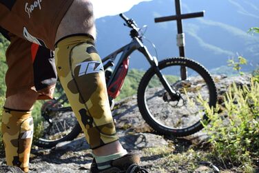 Захисні щитки для гомілок TLA Stop Shot Enduro MTB - Захисні щитки для гомілок MTB, сертифіковані SAS-Tec CE - Аксесуари та захист ніг та гомілок для даунхілу BMX, камуфляж / пісок