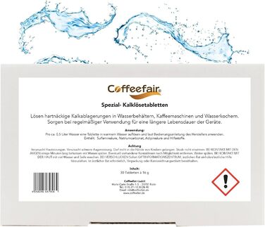Таблетки для видалення накипу Coffeefair Spezial-Kalk, 30 шт. по 16 г, для кавомашин та приладів з нагріванням