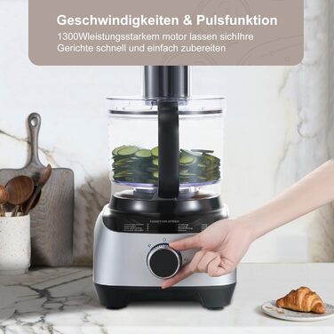 Кухонний комбайн SNDOAS, багатофункціональний кухонний комбайн 1300 Вт, чаша для замішування тіста 3,5 л, подрібнювач кухонного комбайна, блендер 1,5 л, подрібнювач, соковижималка для цитрусових, в т.ч. 11 аксесуарів