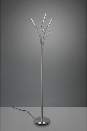 Стійка LED-світильник Reality Reed R41031507, матовий нікель, 5 шт. 3.5 Вт LED, диммерний вимикач, сріблястий