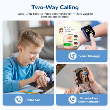 Дитячий смарт-годинник з GPS та телефоном, дитячий смарт-годинник IP68 з відеодзвінками, двома режимами, SOS, шкільним режимом, голосовим чатом, SMS, ліхтариком, крокоміром, будильником, дитячий годинник для дівчаток та хлопчиків, синій