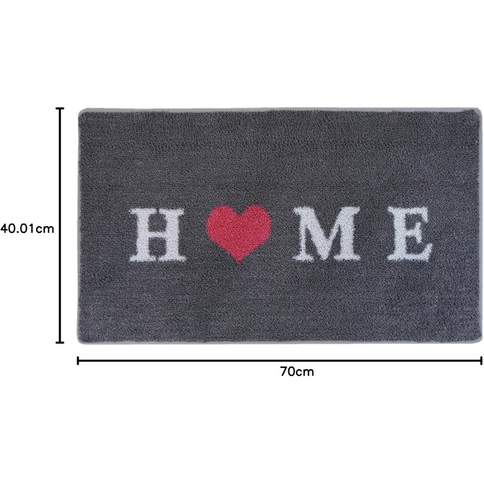 Килимок з мікрофібри 40x70 см / Пухнастий килимок з функціональною мікрофіброю для надійного уловлювання вологи та бруду / миється та нековзкий (темно-сірий - Home)