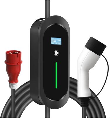 Із зарядною станцією для електромобілів потужністю 11 кВт з кабелем типу 2, 16 А, 3-фазний IEC 62196-2, безпечна зарядка (з розетк