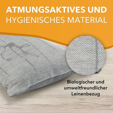 Термостійка подушка для сауни Zebra, яку можна прати - підголівник для сауни з льону та бавовни - зручна подушка для шиї 43x26 см для гамака Wellness, пляжу, пікніка (натуральний/білий)