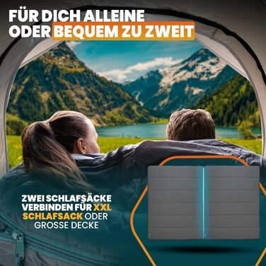 Спальний мішок для кемпінгу ARCTA 3-в-1 Можна використовувати як спальний мішок-ковдру, пальто або плед 3-сезонний спальний мішок для дорослих, теплий та легкий, бавовняна підкладка, підходить для використання на вулиці, 20075 см