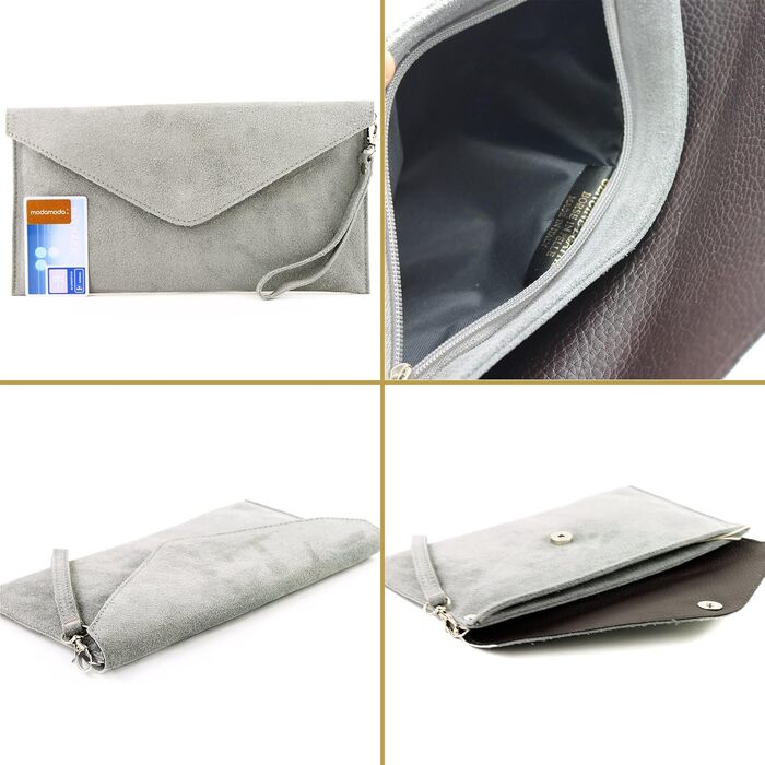 Жіноча замшева шкіряна сумка-клатч через плече T106, вечірня сумка ручної роботи, Італійського кольору, рожево-бежевого кольору, 2 шт.