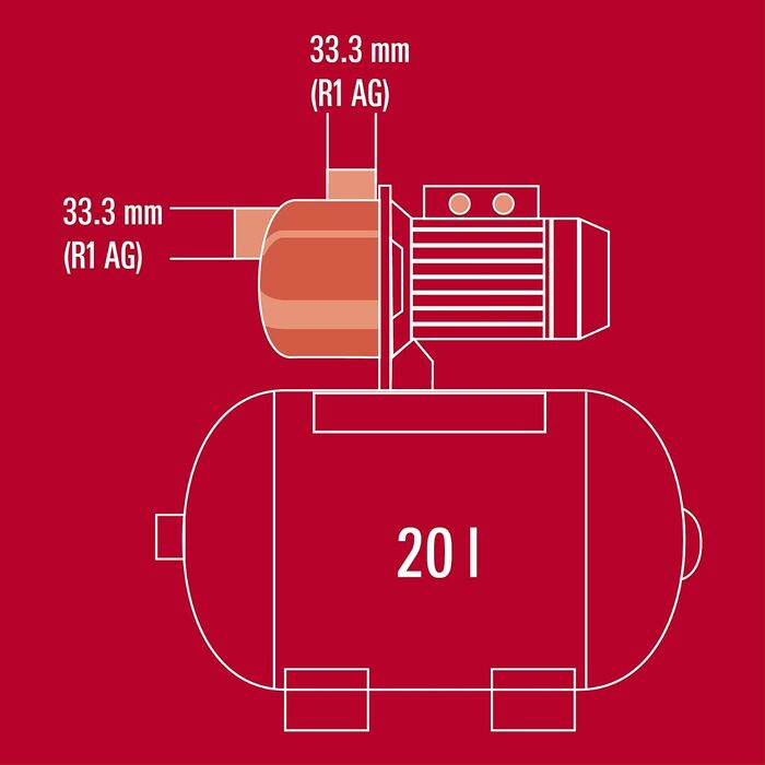 Станція водопостачання Einhell GC-WW 6538 (650 Вт, тиск 3,6 бар, продуктивність 3800 л/год, вбудований реле тиску, манометр, бак 20 л)