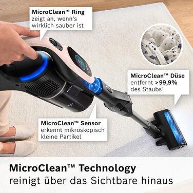 Акумуляторний пилосос Bosch Unlimited 10 BKS1041RHF, бездротовий, технологія MicroCleanTM, TFT-дисплей, стиснення пилу, система фі