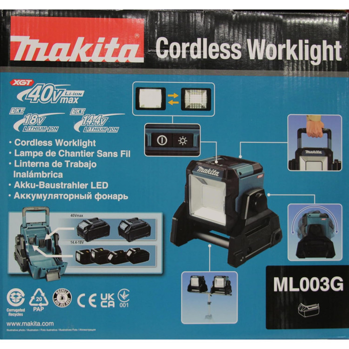 Акумуляторний світлодіодний прожектор Makita ML003G макс. 18В-40В (без акумулятора та зарядного пристрою), макс.