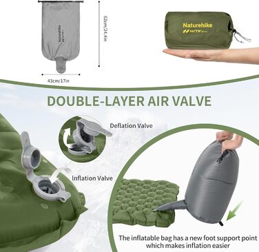 Килимок для кемпінгу, ультралегкий, 4 сезони (15), самонадувальний, з надувним мішком, міцний, високий коефіцієнт теплоізоляції, висока ізоляція, для зими, прямокутний - 196*64, 4.6R -