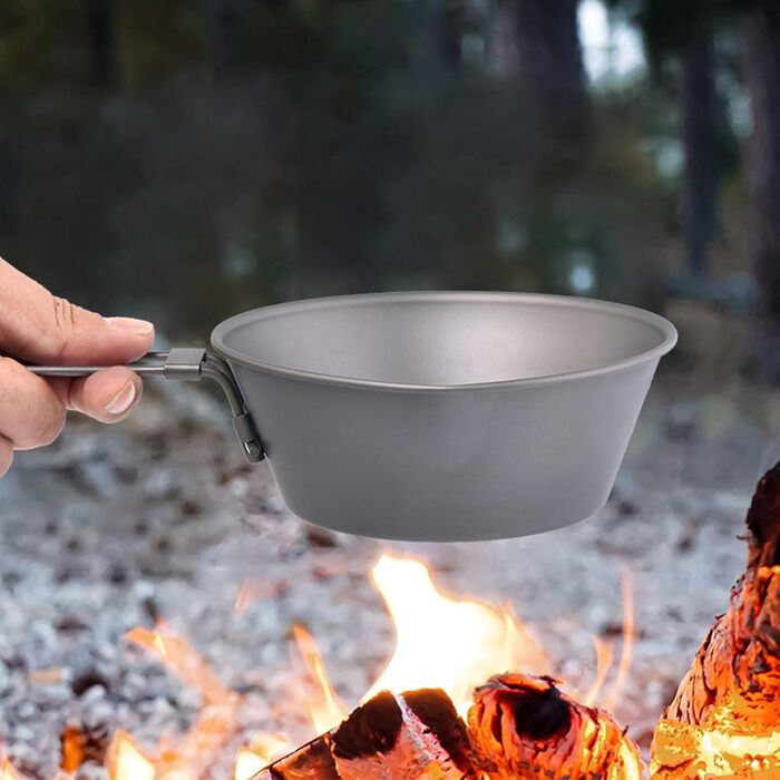 Титанова кружка 300 мл/450 мл, легкі титанові миски для кемпінгу, складна ручка, дорожня кружка, для активного відпочинку, приготування їжі, походів, пікніка, барбекю, компактне спорядження для мандрівників 300 мл