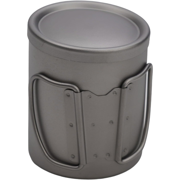 Двостінна кружка для води, 450 мл, для кемпінгу, походів, активного відпочинку ізольована кавова кружка з кришкою, легка та міцна, включаючи футляр для перенесення (220 мл без ручок)