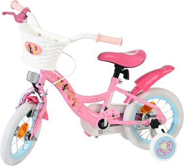 Дитячий велосипед Volare Disney Princess 12 дюймів рожевий з додатковими колесами та кошиком