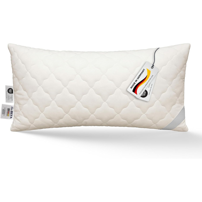 Подушка BEFA NATUR з верблюжої шерсті 40x80 см, наповнювач 100 верблюжа шерсть, бавовняний чохол, Oeko-TEX клас 1, виготовлена в Німеччині, гіпоалергенна