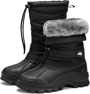 Водонепроникні зимові чоботи Kricely для чоловіків та жінок, снігові чоботи з теплою підкладкою, нековзне зимове взуття, повністю чорні, EU 45
