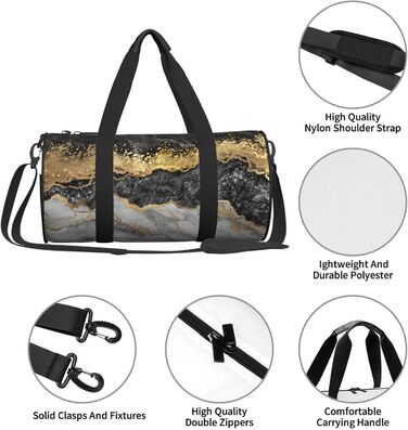 Дорожня сумка Метелики Монарха великої місткості, легка та міцна, ідеальний подарунок для подорожей, відпустки, ділових поїздок та іншого, чорно-біло-золотий мармуровий принт, універсальний розмір
