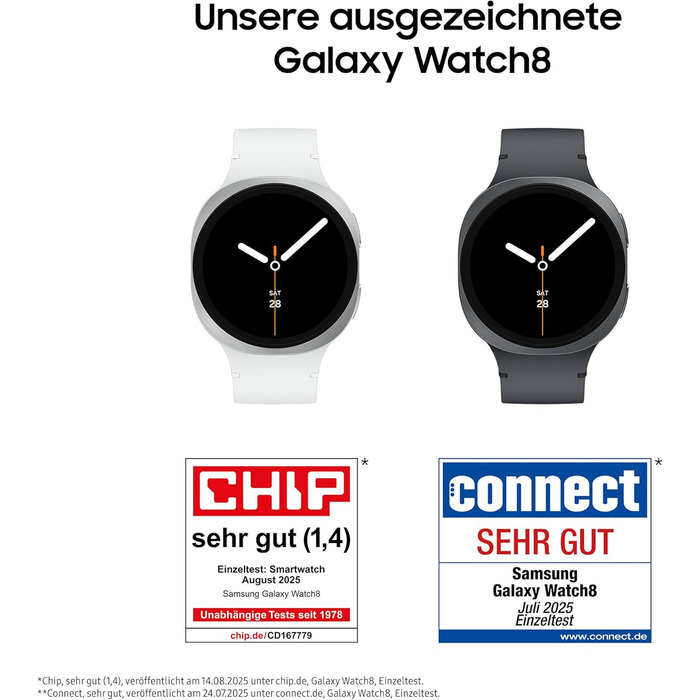 Розумний годинник Samsung Galaxy Watch8 з Galaxy AI, фітнес-годинник та фітнес-трекер, спортивний ремінець, велнес та коучинг сну, 40 мм, Bluetooth, графітовий, 3-річна гарантія виробника