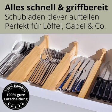 Регульовані бамбукові роздільники для шухляд Дерев&39яний органайзер для шухляд та роздільники для оптимальної організації Роздільники для шухляд (45-53 см)