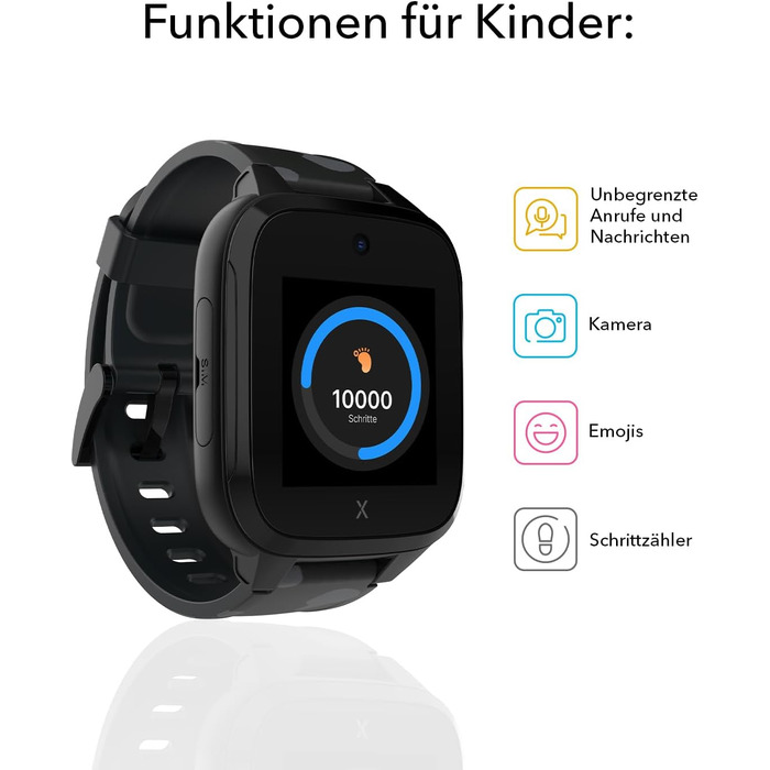 Водонепроникний дитячий годинник-телефон - 4G, дзвінки, повідомлення, шкільний режим, функція SOS, GPS, камера та крокомір - 2 роки гарантії (ЧОРНИЙ) BLACK XGO 3, 3 -