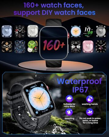 ЕКГ ГАРЯЧИЙ смарт-годинник для чоловіків із серцевим ритмом, кров&39яним тиском 1,97-дюймовий AMOLED сенсорний чорний годинник для здоров&39я з монітором сну, крокоміром, функцією телефону, спортивним годинником, фітнес-годинником, iOS, Android