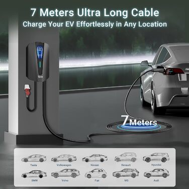 Зарядний пристрій Tera EV D1D7EE D1D7EDD1D7ED Домашня зарядна станція Wallbox зарядний кабель електромобіль з тримачем кабелю Заря