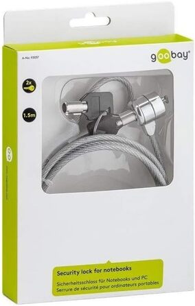 Замок безпеки Goobay 93037 для ноутбука та ПК, сірий замок та ключ
