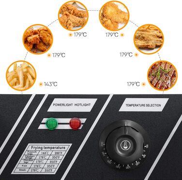 Фритюрниця з нержавіючої сталі 6 л, електрична фритюрниця Комерційна фритюрниця з кошиком для смаження Ручка проти горіння для домашнього харчування Картопля фрі Смажена курка 2200 Вт 44x28.5x28 см