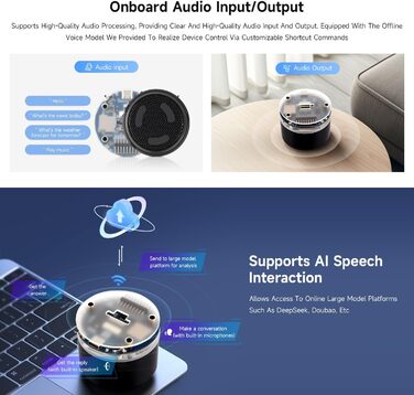 Плата розробки Waveshare ESP32-S3 зі штучним інтелектом, два мікрофони, шумозаглушення, RGB-підсвічування, підтримка зовнішнього дисплея та камери