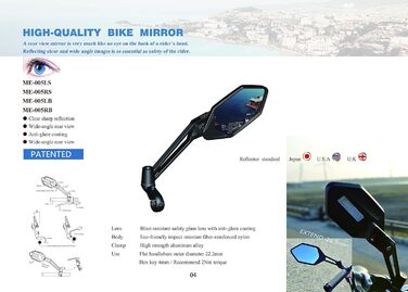 Нові стійкі до подряпин скляні лінзи, дзеркало на кермо велосипеда, регульоване безпечне дзеркало заднього виду, дзеркало для велосипеда, ME-005 (2019)