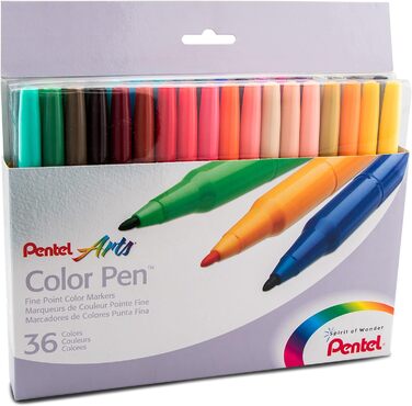 Набір кольорових ручок Pentel S360-36 Fibre Pen з 36 шт. в асортименті