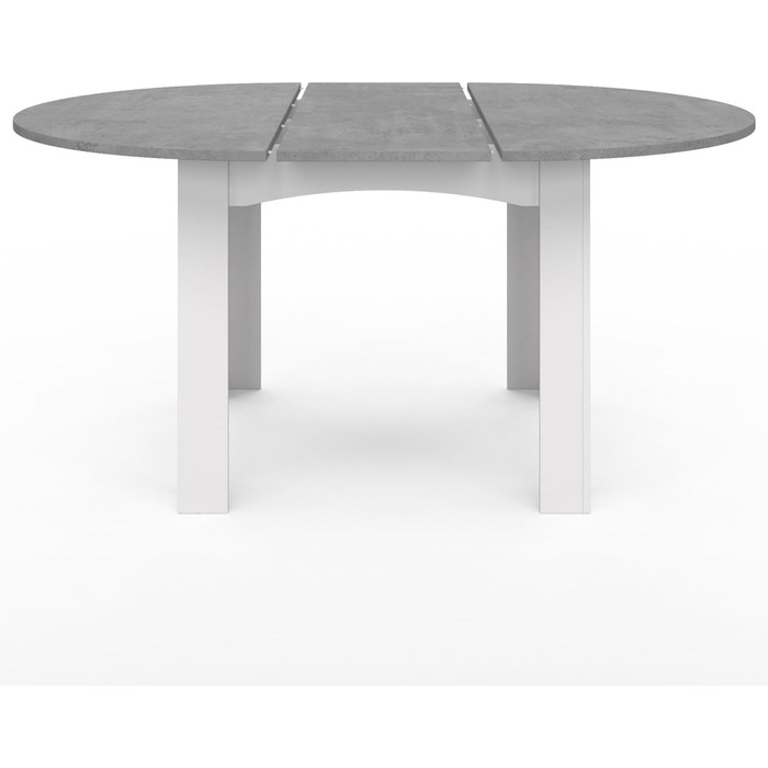 Розкладний круглий обідній стіл DONA для 4-8 осіб, білий, стільниця під бетон, 110-150 см