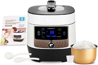 Скороварка Aigostar Panda 7 в 1, мультиварка на 6 л з 14 функціями, світлодіодна панель, налаштування тиску, таймер і функція піді