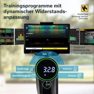 Домашній гребний тренажер Skandika Njord P6-G 32 рівні електричного опору, магнітне гальмо, Bluetooth, світлодіодний дисплей, тихий та низький рівень обслуговування, сумісний із додатком Kinomap, самогенеруючий гребний тренажер, сірий