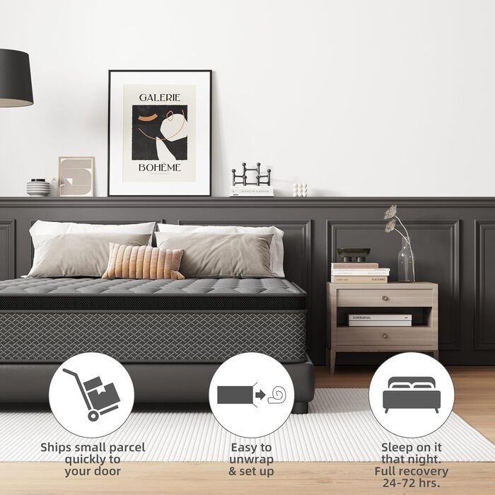 Матрац 160x200 см, підходить для ліжок з пружинним блоком, рівень жорсткості H3, підходить для дітей та дорослих, сертифікований Oeko-Tex, ергономічний 7-зонний матрац, висота 20 см, розмір EU King (160x200 см)