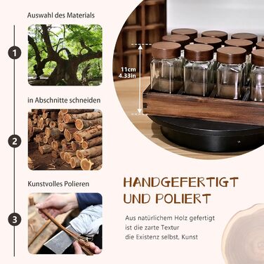 Елегантна підставка для спецій з дерева акації Дерев&39яна підставка для спецій 12 квадратних баночок для спецій об&39ємом 120 мл Етикетки для спецій Натуральний органайзер для спецій Підставка для спецій з банками, колір дерева акації - 12 баночок