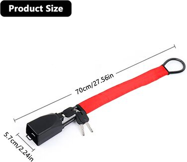 Кіготь керма автомобіля, Блокування керма для автомобіля Універсальний замок керма Протиугінний іммобілайзер від керма до гнізда ременя безпеки з 3 ключами для автовозу, (червоний)