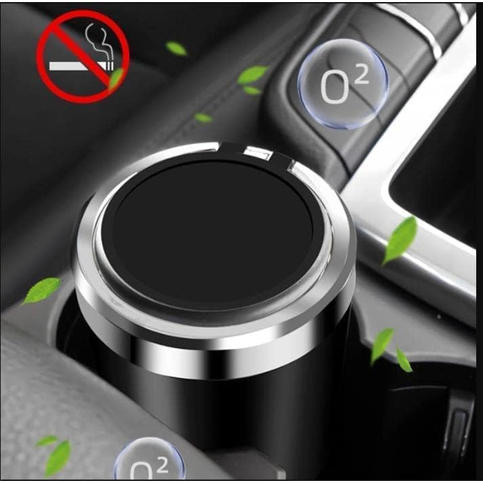 Автомобільна попільничка для позашляховика VW Atlas / Fox / ID.4 / ID.5 / ID.6 / Nivus / T-Cross / T-Roc / Tacqua, портативна попільничка зі світлодіодним світлом та кришкою, аксесуари для салону автомобіля, чорний звичайний чорний