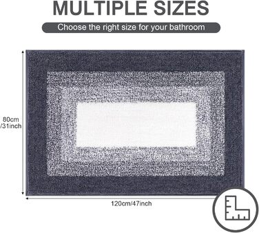 М&39які великі килимки для ванної 80 x 120 см, килимок для ванної, нековзний, водопоглинаючий килимок для душу та ванни, можна прати в пральній машині, темно-сірий 80 x 120 см