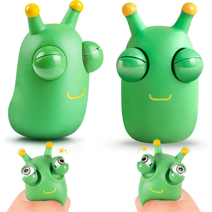 Упаковки Squeeze Toys, антистресові іграшки Squishy, Stress Ball для дорослих, іграшка Squeeze Eye Squishy Toy, Green Worm Antistres Ball, подарунки для дітей, 2
