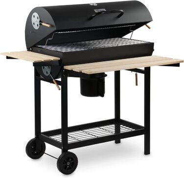 Візок для вугілля BBQ-Toro з кришкою Ø 80 x (L) 42 см Візок для вугілля преміум-класу мобільний, вкл. термометр, підставка для під