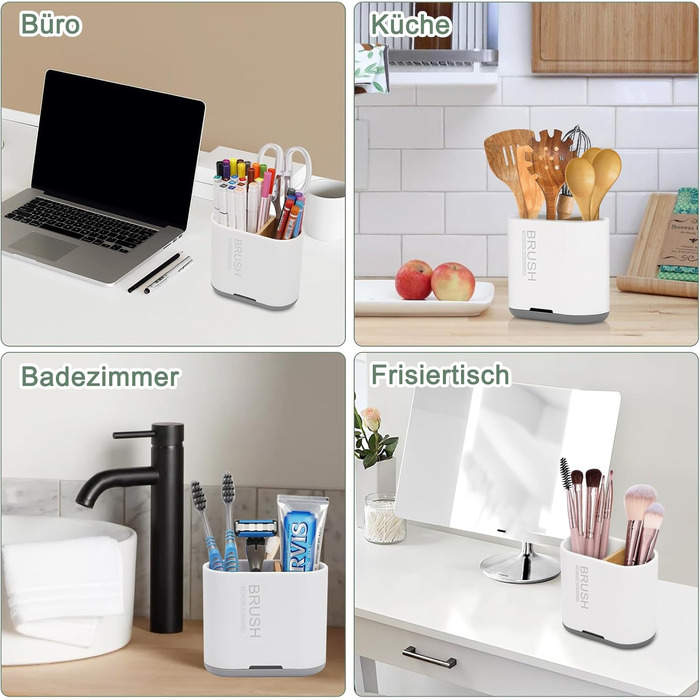 Тримач для зубних щіток PARKMANI, тримач для електричних зубних щіток для органайзера для ванної кімнати, знімний органайзер для зубних щіток для ванної кімнати зі зливним отвором для сімї, дітей (білий)