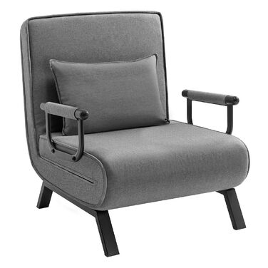 Крісло-ліжко WOLTU 3-в-1 з функцією ліжка, гостьове ліжко, диван-ліжко з функцією ліжка, регульована спинка, вітальня, спальня, балкон, металевий каркас, лляне покриття, 80 x 82 x 74 см, темно-сірий 190x69 см