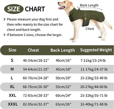 Куртка для собак LIANZIMAU, водонепроникна, світловідбиваюча, для холодної погоди з м&39якою флісовою підкладкою, тепла, XL, оливково-зелена