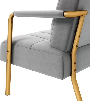 Крісло Yaheetech, оксамитове крісло для відпочинку, м&39яке крісло з металевими ніжками, одинарне крісло шириною 71,5 см, розслаблююче крісло для вітальні/домашнього офісу, світло-сіре