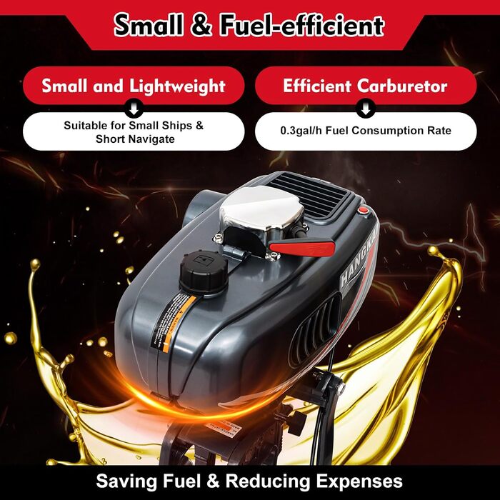 Тактний підвісний човновий мотор, підвісний човновий мотор, бензиновий підвісний мотор, 2,5 кВт та 3,5 к.с., швидкість 5000 об/хв, підходить для надувних човнів, рибальських човнів, вітрильних човнів, запчастин для підвісних моторів, 2-