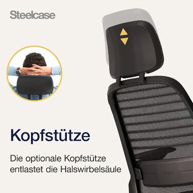 Ергономічне офісне крісло Steelcase серії 1 з поперековою опорою LiveBack, підлокітниками 4D, регульованим підголівником, кольору чорний онікс, 66 x 64 x 112, колір чорний онікс з підголівником