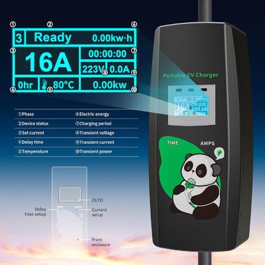 Зарядний кабель KHONS тип 2 з вилкою CEE 5 метрів 6-16А 3 фази 11кВт IP65 Мобільна зарядна станція для настінних коробок за станда